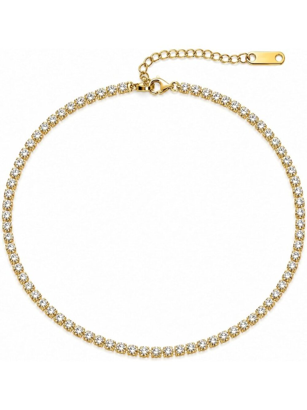 Elegant Gold Tennis Necklace for Women, 3.0mm Cubic Zirconia Choker, Sparkling